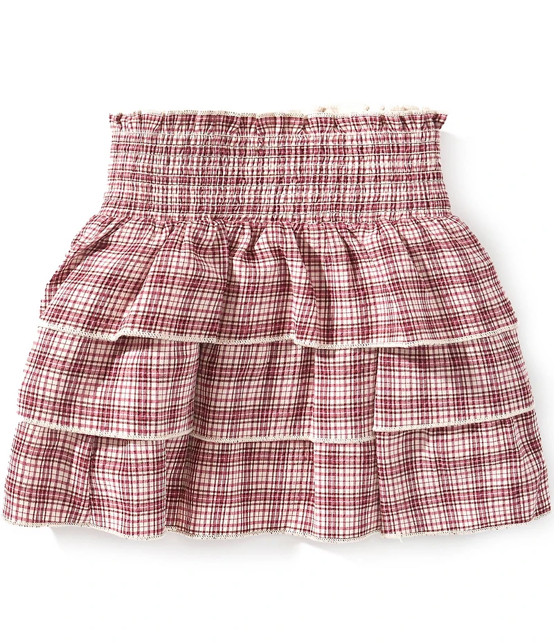 GB Big Girls Plaid Smocked Ruffle Skirt