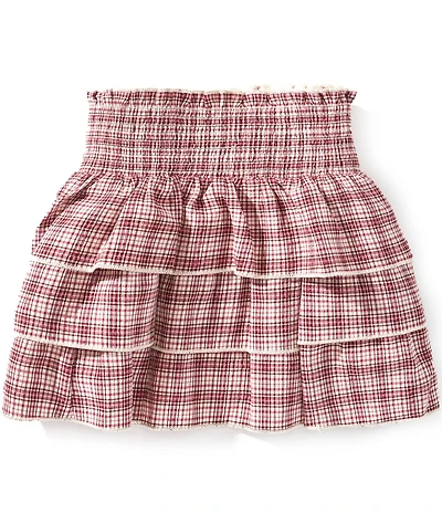 GB Big Girls Plaid Smocked Ruffle Skirt