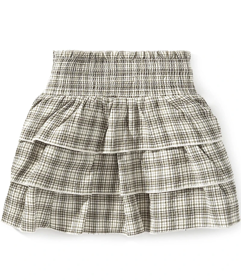 GB Big Girls Plaid Smocked Ruffle Skirt