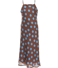 GB Big Girls Printed Sleeveless Cowl Neck Midi Slip Dress
