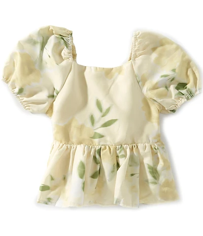 GB Big Girls Puff Sleeve Floral Babydoll Top
