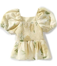 GB Big Girls Puff Sleeve Floral Babydoll Top