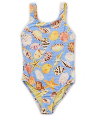 GB Big Girls Scrunch Seashell Print One-Piece Swimsuit