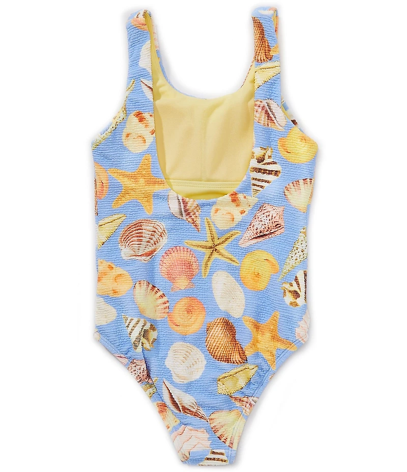 GB Big Girls Scrunch Seashell Print One-Piece Swimsuit