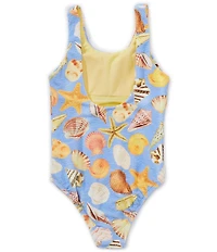 GB Big Girls Scrunch Seashell Print One-Piece Swimsuit
