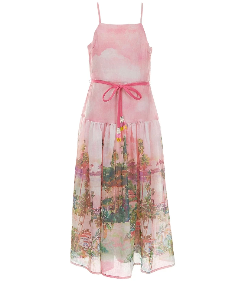 GB Big Girls Sleeveless Border Print Maxi Dress