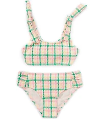 GB Big Girls Swim Seersucker Tie Shoulder Two Piece Swimsuit