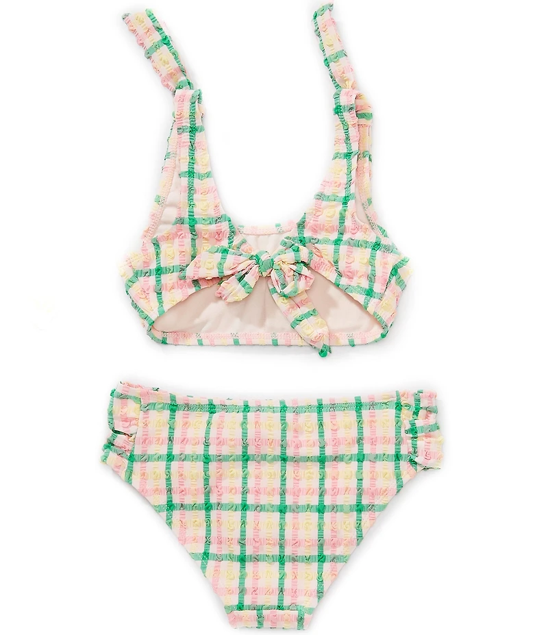 GB Big Girls Swim Seersucker Tie Shoulder Two Piece Swimsuit