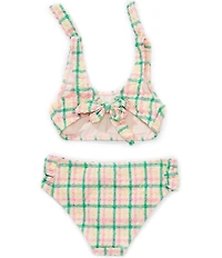 GB Big Girls Swim Seersucker Tie Shoulder Two Piece Swimsuit