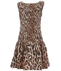GB Big Girls Sydney Scrunch Cheetah Print Sleeveless Dropwaist Dress