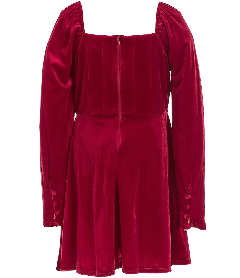 GB Big Girls Velvet Long Sleeve Corset Dress