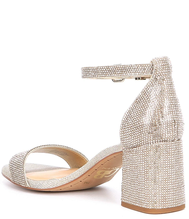 GB Bling-Out Rhinestone Embellished Family Matching Ankle Strap Block Heel Sandals