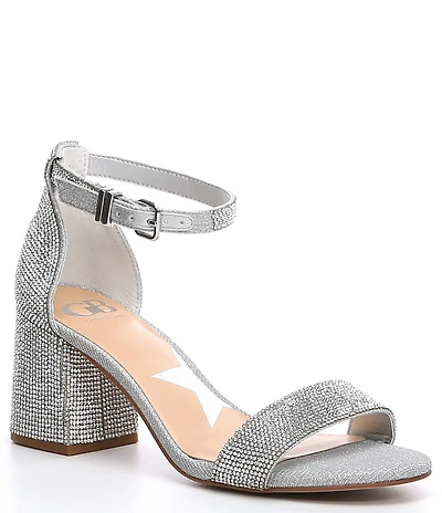 GB Bling-Out Rhinestone Embellished Family Matching Ankle Strap Block Heel Sandals