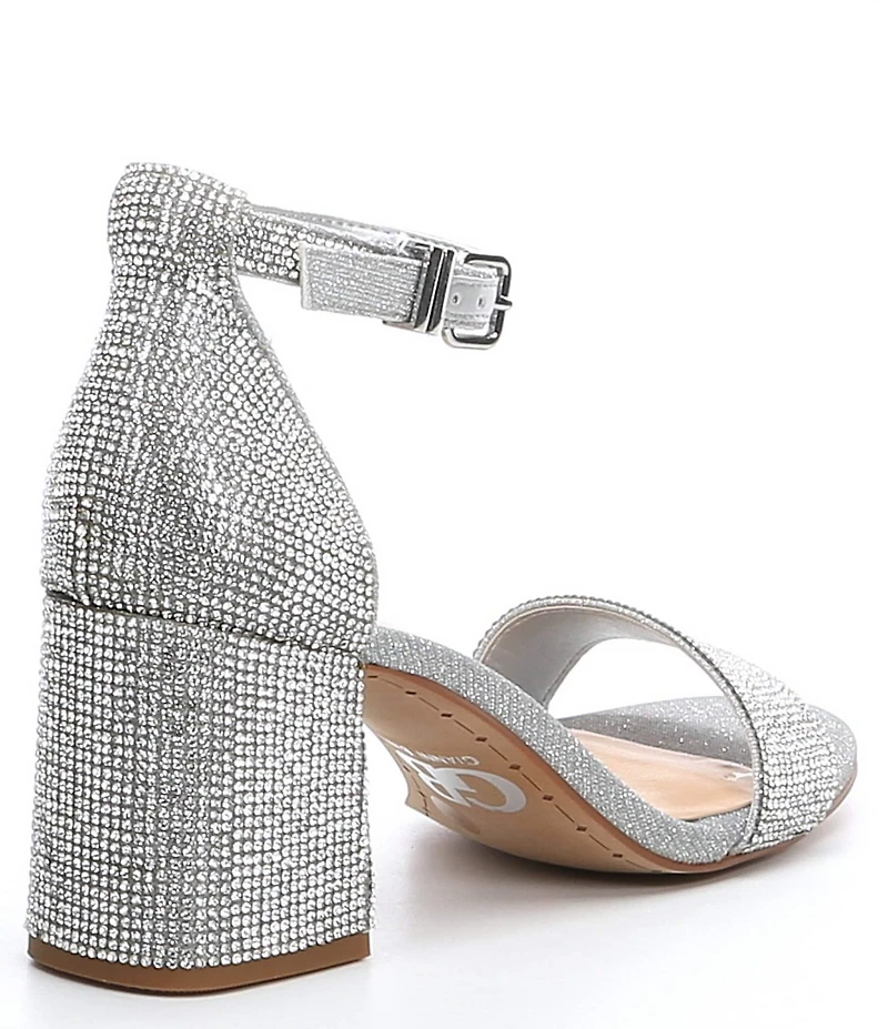 GB Bling-Out Rhinestone Embellished Family Matching Ankle Strap Block Heel Sandals