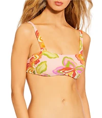 GB Bright Bloom Scrunchie Textured Wide Strap Bandeau Swim Top