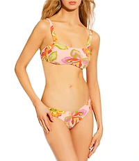 GB Bright Bloom Scrunchie Textured Wide Strap Bandeau Swim Top