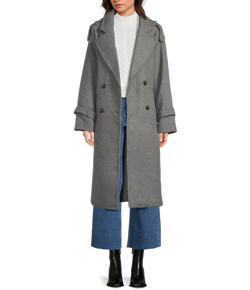 GB Brushed Notch Lapel Belted Trench Coat