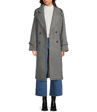 GB Brushed Notch Lapel Belted Trench Coat