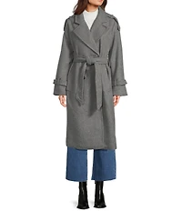 GB Brushed Notch Lapel Belted Trench Coat