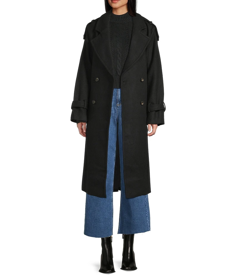 GB Brushed Notch Lapel Belted Trench Coat