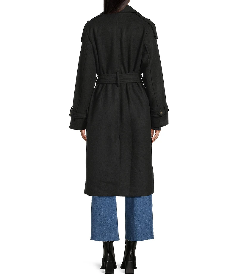 GB Brushed Notch Lapel Belted Trench Coat