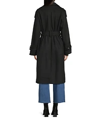 GB Brushed Notch Lapel Belted Trench Coat
