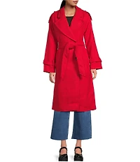 GB Brushed Notch Lapel Belted Trench Coat