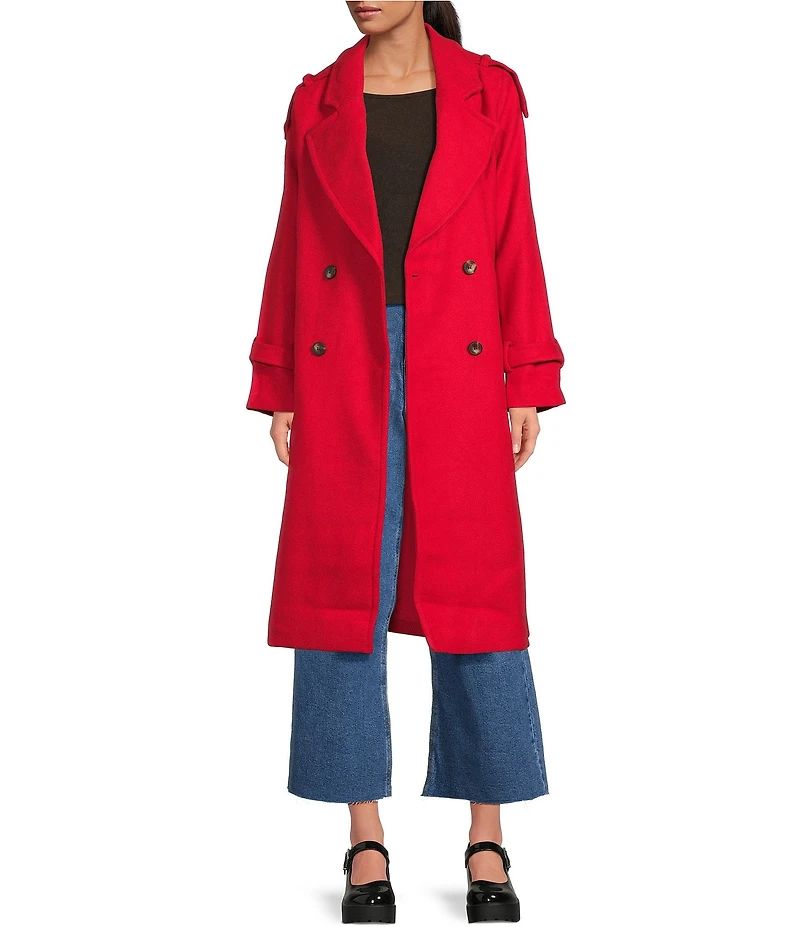 GB Brushed Notch Lapel Belted Trench Coat