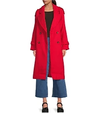 GB Brushed Notch Lapel Belted Trench Coat