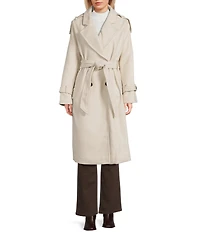 GB Brushed Notch Lapel Belted Trench Coat