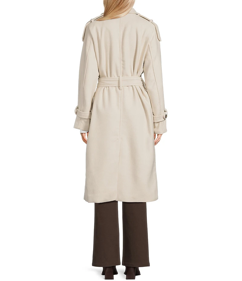 GB Brushed Notch Lapel Belted Trench Coat