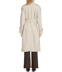 GB Brushed Notch Lapel Belted Trench Coat