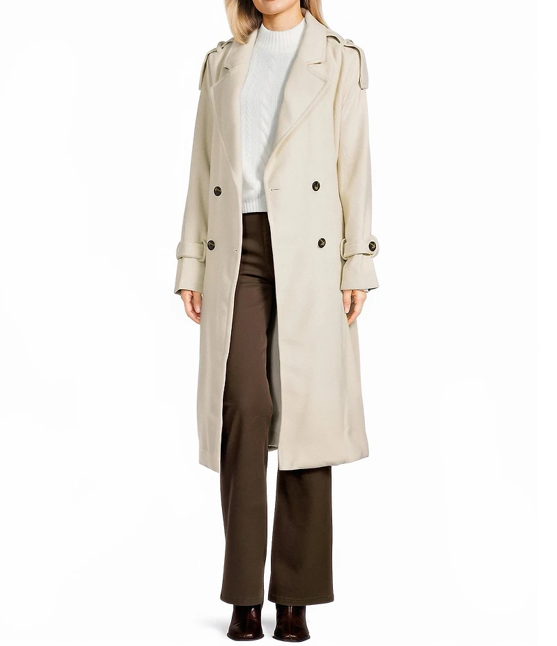 GB Brushed Notch Lapel Belted Trench Coat