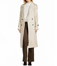 GB Brushed Notch Lapel Belted Trench Coat