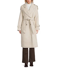 GB Brushed Notch Lapel Belted Trench Coat
