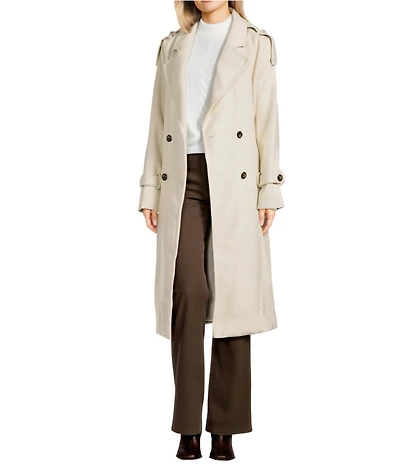GB Brushed Notch Lapel Belted Trench Coat