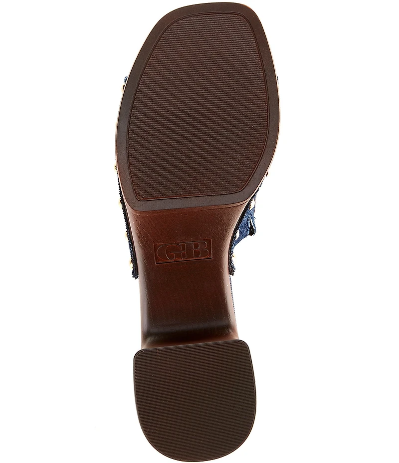 GB Buck-Aroo 2 Denim Studded Wood Platform Sandals