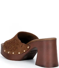 GB Buck-Aroo 2 Suede Studded Wood Platform Sandals