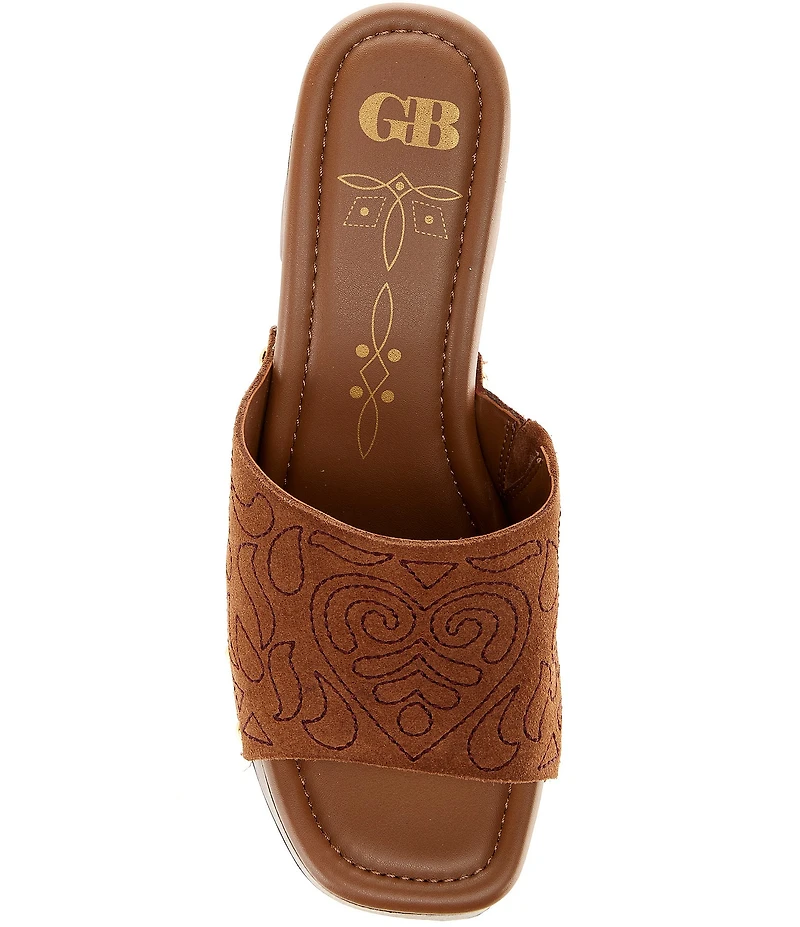 GB Buck-Aroo 2 Suede Studded Wood Platform Sandals