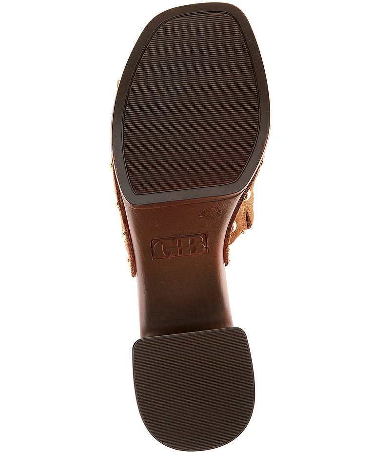 GB Buck-Aroo 2 Suede Studded Wood Platform Sandals