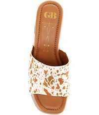 GB Buck-Aroo Speckled Cow Print Haircalf Wood Platform Sandals