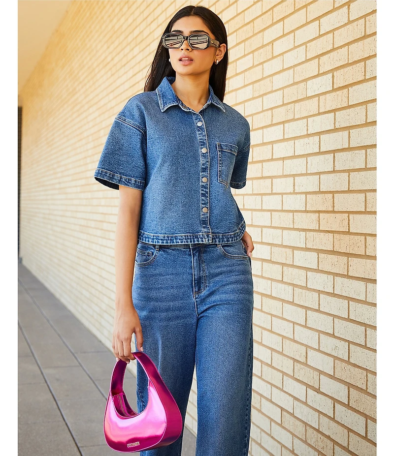 GB Button Front Denim Box Top