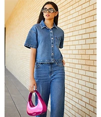 GB Button Front Denim Box Top