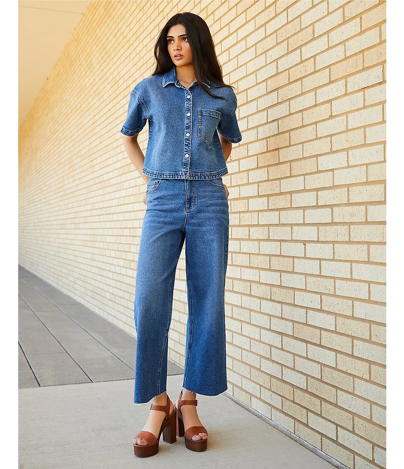 GB Button Front Denim Box Top