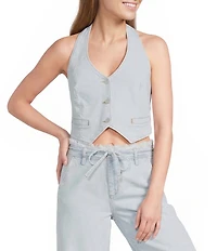 GB Coordinating Button Front Halter Denim Vest