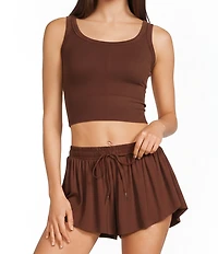 GB Chevron Ribbed Knit Cropped Tank Top