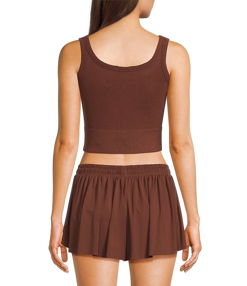 GB Chevron Ribbed Knit Cropped Tank Top