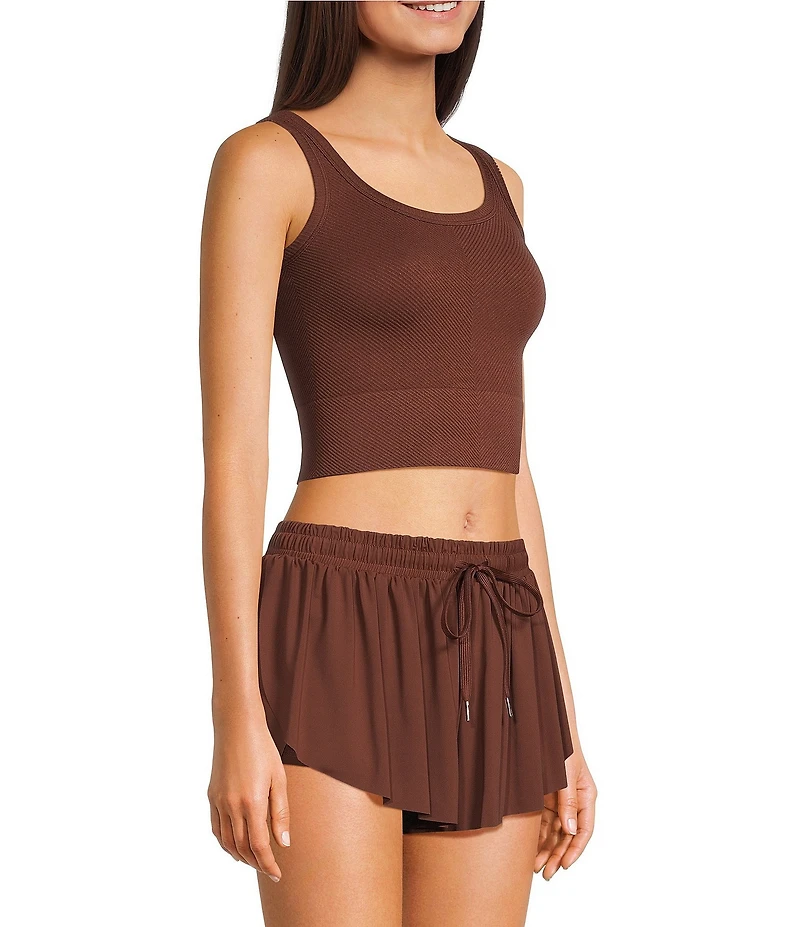 GB Chevron Ribbed Knit Cropped Tank Top