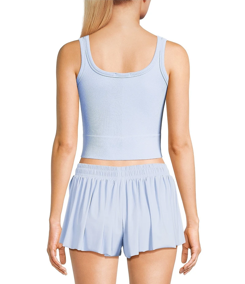 GB Chevron Ribbed Knit Cropped Tank Top