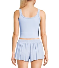 GB Chevron Ribbed Knit Cropped Tank Top